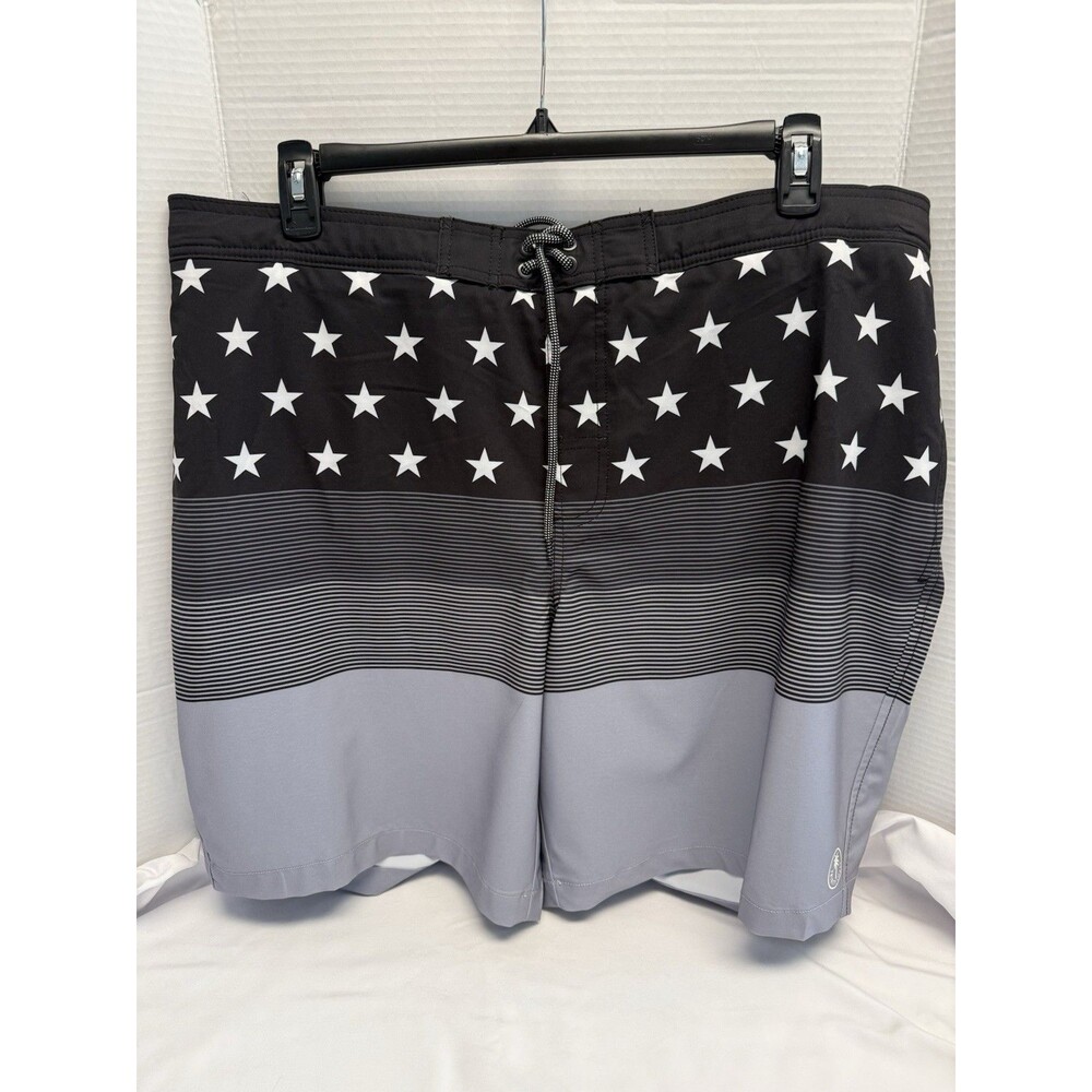 Trinity Coast 9-in Elastic Waist Swim Boardshorts SZ XXL Stars & Stripes NWT